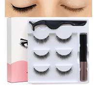 Lot de 3 paires de cils magnétiques, sans colle, eye-liner magnétique à séchage rapide, 3D, naturels, réutilisables, 5 à 10 mm