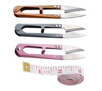 Lot de 3 paires de ciseaux à fil en acier inoxydable Avec 1 rouleau de ruban à mesurer avec lettre rouge sur fond blanc - Ciseaux de couture universels pour couper avec précision le fil