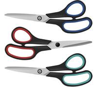 Lot de 3 paires de ciseaux en acier inoxydable - 20,2 cm - Ciseaux ménagers - Ciseaux de cuisine - Ciseaux à tissu - Lame extra tranchante - Inoxydable - Poignée en plastique robuste - Noir