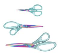 Lot de 3 paires de ciseaux, lames tranchantes en titane, poignée souple, multi-usages, convient pour les familles, le bureau et l'école, bleu