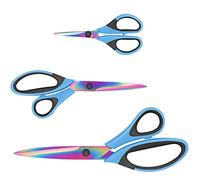 Lot de 3 paires de ciseaux, lames tranchantes en titane, poignée souple, multi-usages, convient pour les familles, le bureau et l'école, bleu et noir