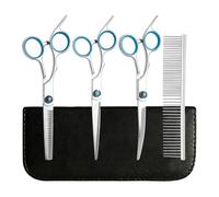 Lot de 3 paires de ciseaux pour chiens avec peigne | Acier inoxydable droit incurvés pour poils de chien, pour chats et chiots pour couper le visage et les oreilles à la maison