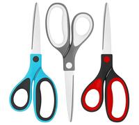 Lot de 3 paires de ciseaux pour gaucher - 21,5 cm - Pour adulte - Multi-usages - Lames tranchantes en acier inoxydable - Pour l'école, le bureau, la maison