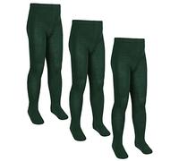 Lot de 3 paires de collants tricotés en coton majoritaire doux et extensible pour uniforme scolaire pour enfants de 2 à 13 ans, vert bouteille, 7-8 Years
