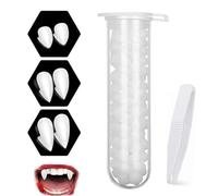 Lot de 3 Paires de Dents de Vampire avec Colle, pour fête d'halloween, Loup-Garou Cosplay, prothèses de Mors d'horreur, Accessoires de Dentition de Vampire