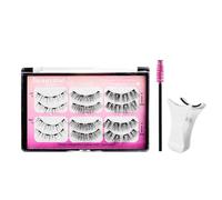 Lot de 3 paires de faux cils magnétiques - Extensions de cils naturels sans colle avec applicateur et brosse, réutilisables pour un usage quotidien, look spectaculaire (DENSE STYL)