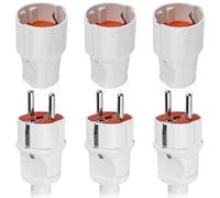 Lot de 3 paires de fiches Schuko - Fiche Schuko et coupleur Schuko - Fiche de contact de protection en PVC + raccord - Blanc - 220 V - Peut être utilisé pour câble de 0,5 à 2,5 cm² - IP20 - 220 V - 16