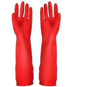 Lot de 3 paires de gants de nettoyage en caoutchouc, imperméables et réutilisables. Rouge - Taille L