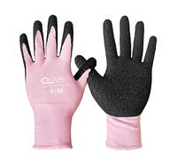 Lot de 3 paires de gants de travail pour femme - Rose - Revêtement en caoutchouc latex - Multifonction - Abrasion - Convient à la main - Pour le jardinage et les travaux ménagers (taille M)