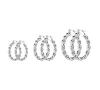 Lot de 3 paires de grosses boucles d'oreilles créoles pour femme, hypoallergéniques en plaqué or 14 carats, bijoux ouverts torsadés pour cadeaux de Noël, Laiton, Pas de gemme