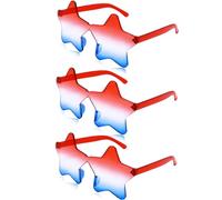 Lot de 3 paires de lunettes de soleil pour le 4 juillet avec étoile rouge, blanche et bleue pour le jour de l'indépendance, drapeau américain des États-Unis, lunettes de soleil pour accessoires de