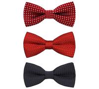Lot de 3 paires de nœuds papillon réglables pour chien ou chat - Col moyen - Pour Pâques, mariage, anniversaire - D-D-T-1 (3 paires - Bordeaux, rouge, noir)