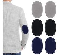 Lot de 3 paires de patchs ovales à coudre pour coude ou genou avec trous de couture, accessoires de réparation de vêtements pour vestes, pantalons, travaux manuels