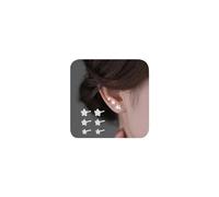 Lot de 3 paires de petites boucles d'oreilles à tige délicates et brillantes en forme d'étoile en oxyde de zirconium pour femme - Argent sterling 925 - Hypoallergéniques - 4 mm, 5 mm, 6 mm