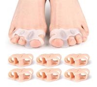 Lot de 3 paires de séparateurs d'orteils en gel avec 3 boucles, redresseurs d'orteils pour oignon et orteils qui se chevauchent, lavables et réutilisables, beige