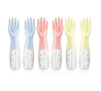 Lot de 3 paires gants nettoyage for la vaisselle, réutilisables, en caoutchouc, antidérapants, for le linge, cuisine, jardinage, maison pour le ménage, le nettoyage et la lessive(Random Color 50cm)