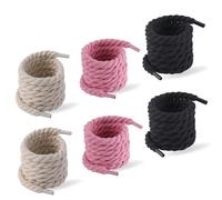 Lot de 3 Paires Lacets Corde 8mm - 160cm pour Air Force 1 - Coton Tressé Rond - Style Rétro pour Sneakers & Chaussures de course