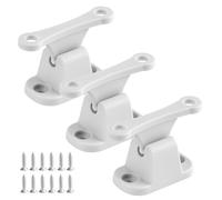 Lot de 3 Paires Loquet de Porte pour Caravane et Camping-Car,Retenue de Porte Caravane en Plastique Butoir de Porte Blanche pour Caravanes Camping-Cars Volets avec Vis