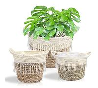 Lot de 3 Panier Seagrass Pot de Fleurs Panier de Rangement tissé à la Main pour Jouets