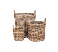 Lot de 3 Panières en Rotin avec Protection et Anses - VINAK -