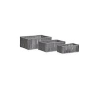 ALINE - Lot de 3 Panières Rectangulaires en Métal et Coton Gris - Altobuy Gris