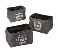 Lot de 3 paniers à linge en toile grise - Gris clair - 33 cm X 23 cm X 23 cm - CALICOSY