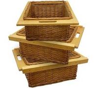 Lot de 3 Paniers Coulissants en Osier 500 mm Marron G