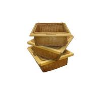 Lot de 3 Paniers de Rangement Coulissants en Osier pour Cuisine, Salle de Bain, Chambre, Penderie - 600 mm / 60 cm Brun Solide Jusqu'à 10Kg Design Décoration Maison [Fixations Incluses] Tissé Mains