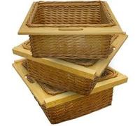 Lot de 3 Paniers Coulissants en Osier 600 mm Marron G