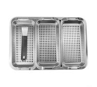 Lot de 3 paniers de barbecue en acier inoxydable avec grand plateau de service et poignée à clip pour barbecue en plein air, légumes, fruits de mer, viande