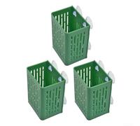 Lot de 3 paniers de plantes aquatiques en résine avec fixation à ventouse pour plantation verticale et économie d'espace (vert)