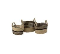 Lot de 3 Paniers de Rangement "Aline" 46cm Naturel & Noir