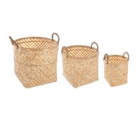 Lot de 3 Paniers de Rangement ""Bambou"" 35cm Naturel
