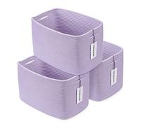 Lot de 3 paniers de rangement en corde de coton tissée pour organiser des étagères, paniers décoratifs rectangulaires pour le rangement des vêtements, des jouets, des livres, des serviettes, paniers