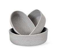 Lot de 3 paniers de rangement, en corde de coton tressée, pour chambre de bébé, chambre à coucher, salon (gris)