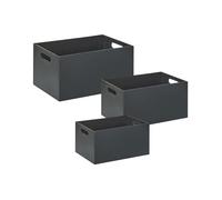 Lot de 3 Paniers de Rangement en Cuir PU Fait Main avec Poignées Gris Graphite L