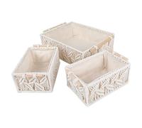 Lot de 3 paniers de rangement en macramé avec poignée, panier tissé bohème, étagère de travail décorative, organiseur de placard, table à langer, panier de rangement (3)