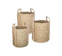 Lot de 3 paniers de rangement en osier coloris naturel --