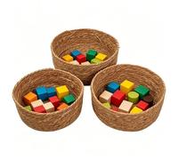 Lot de 3 paniers de rangement en rotin pour étagères