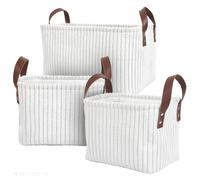 Lot de 3 paniers de rangement en velours côtelés VELVETY blanc