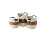 Lot de 3 Paniers de Rangement "Laura" 40cm Blanc & Naturel