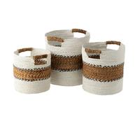 Lot de 3 Paniers de Rangement "Laura" 40cm Blanc & Naturel