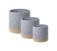 Lot de 3 Paniers de Rangement pour Linge Boho en Coton Gris et Beige Pratique Ba