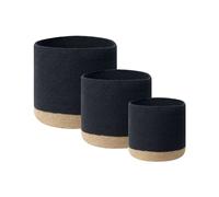 Lot de 3 Paniers de Rangement pour Linge Boho en Coton Noir et Beige Pratique Ba