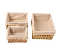 Lot de 3 Paniers de Rangement Tissés Rectangulaires Tissés à la Main pour Vêtements, Maquillage, Panier de Rangement Décoratif Tissé pour Étagères, Salon, Salle de Bain (#1)