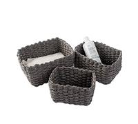 Lot de 3 paniers de rangement tressés pour accessoires de maquillage, salle de bain, table à langer, petit compartiment de rangement (gris)