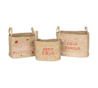 Atmosphera Lot de 3 paniers enfant Neree motif cœur L28/33/38 cm