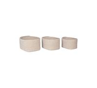 Lot de 3 paniers en coton beige