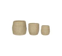 Lot de 3 paniers en fibres naturelles beige, cylindrique - Hübsch, Sort - Ø19xH23 cm