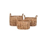 Lot de 3 paniers en jacinthe d'eau avec anses